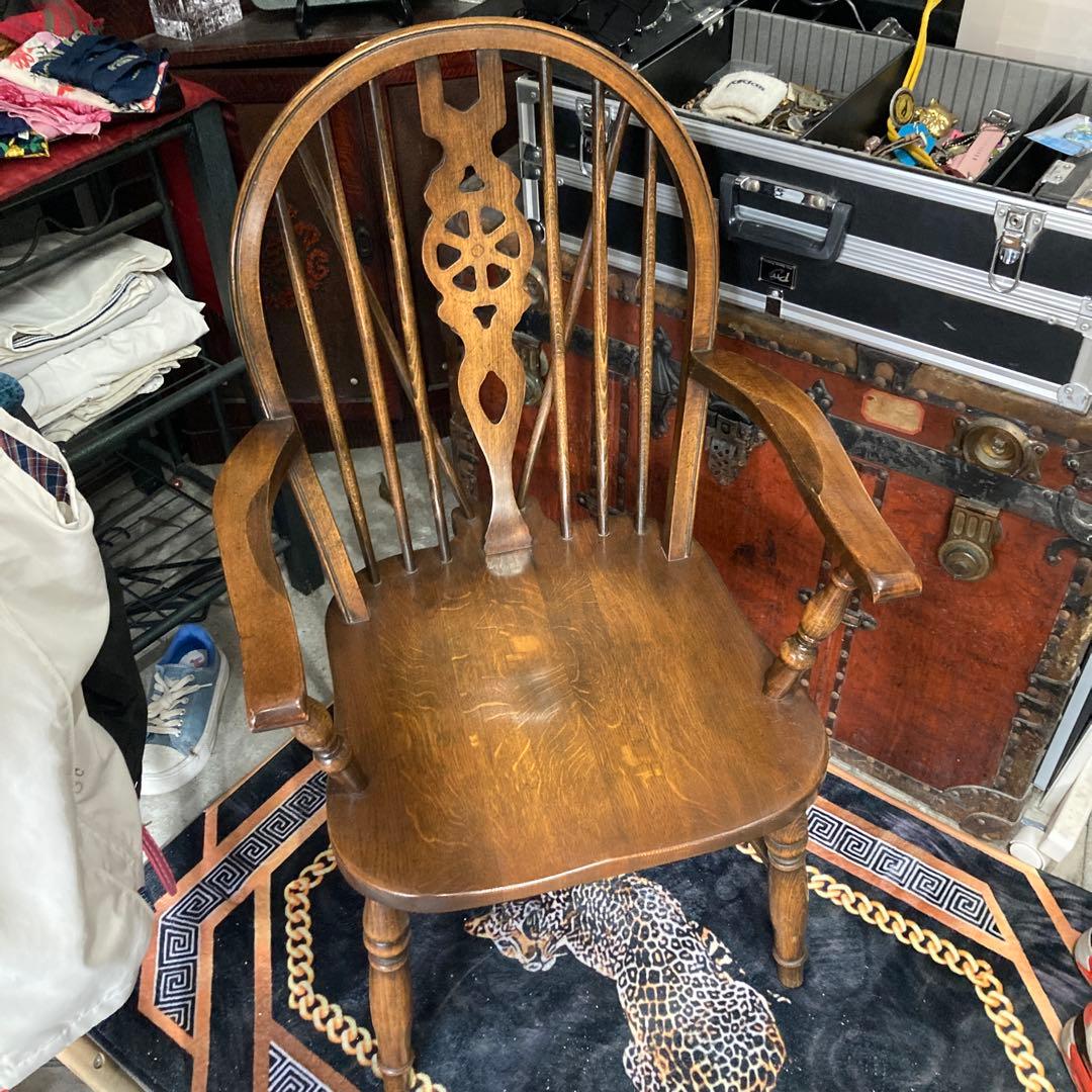 ⭐️英国木製ホイールバックアームチェア　イギリスアンティーク