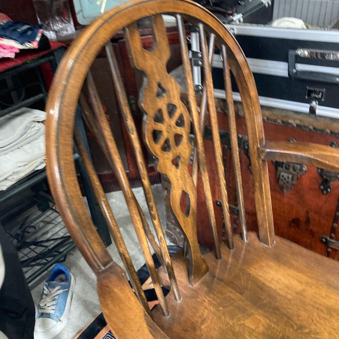 ⭐️英国木製ホイールバックアームチェア　イギリスアンティーク