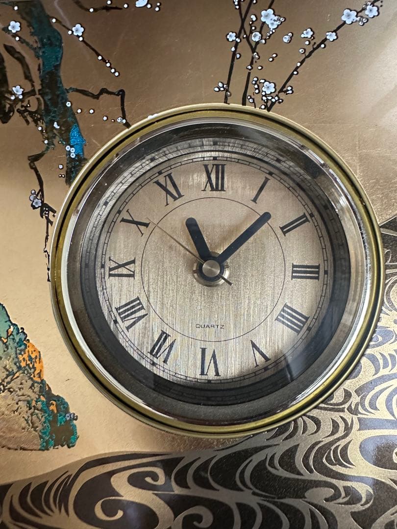 山中漆器　屏風時計 光琳梅　置き時計