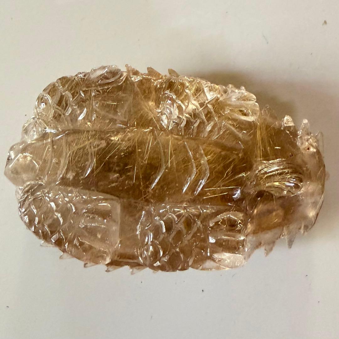 天然石 ルチルクォーツ龍亀。oＯo。金運　パワーストーン