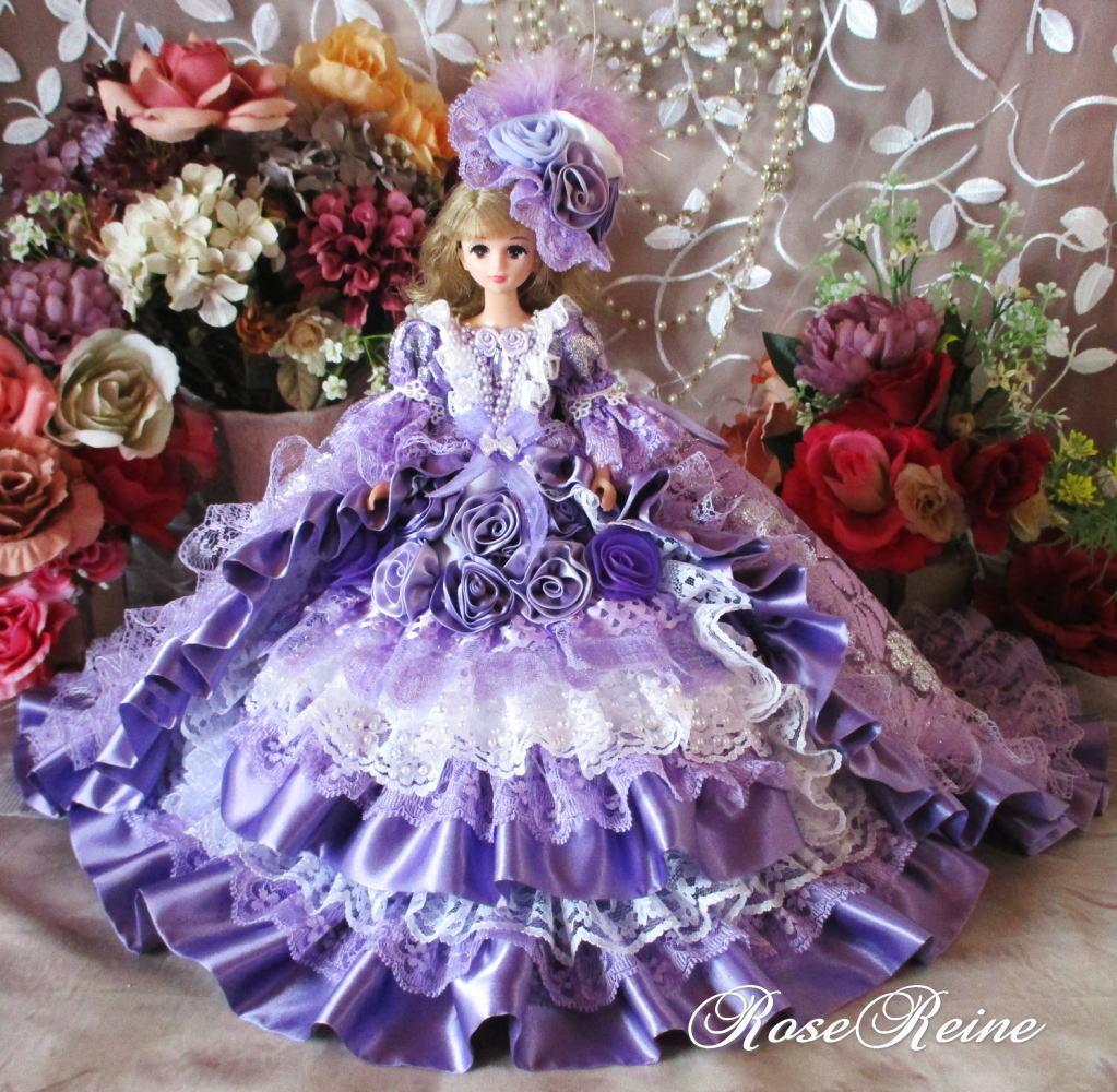 Kページ エリザベス王妃 魅惑のパープル ロングトレーンドールドレス