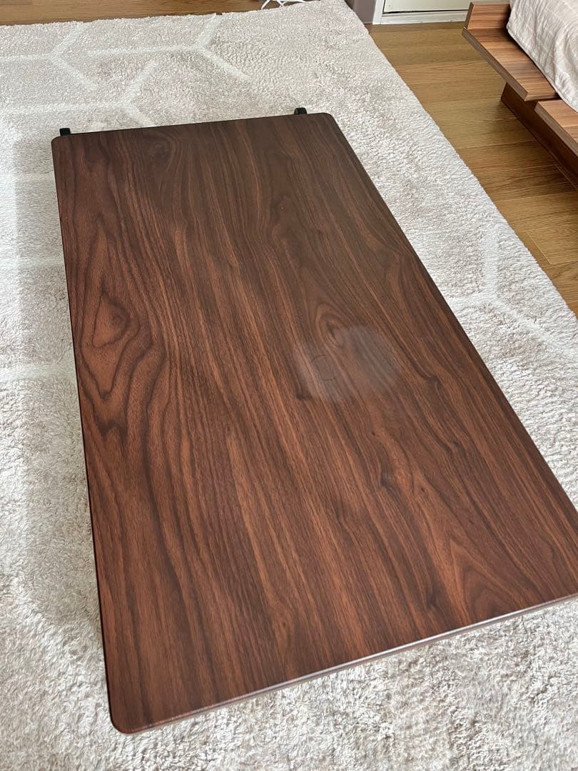 昇降式　折りたたみテーブル ダークブラウン