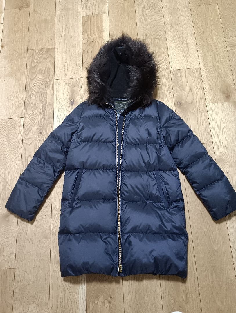 ナノユニバース　西川ダウン　ネイビー ダウンジャケット フード付き サイズ38