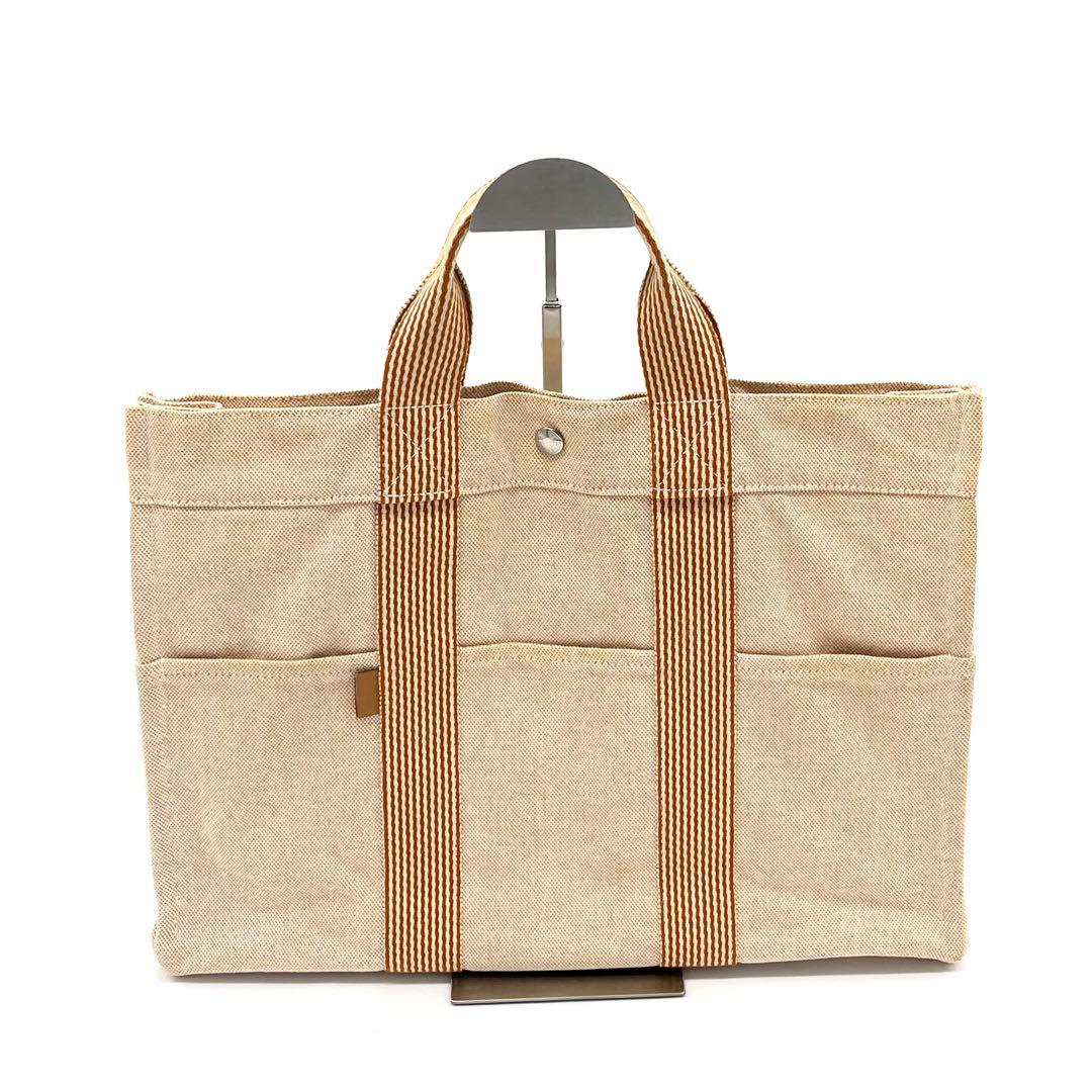 HERMESエルメス ニューフールトゥMMトートバッグ オレンジ系A4収納 通勤