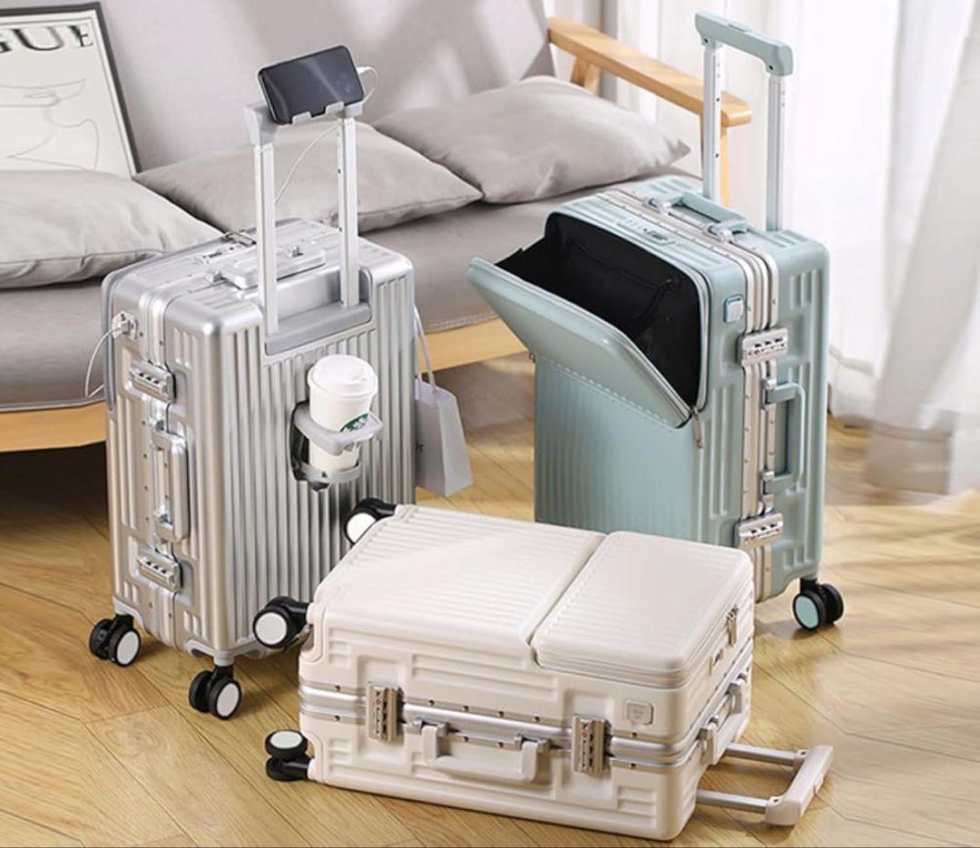 アルミ スーツケース TSAロック搭載 シルバー Mサイズ 65L (4~7泊)