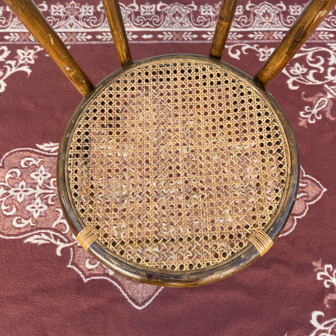 古家具ビンテージ品◾️籐ラタン製 編み込み座面 ラタンチェア A