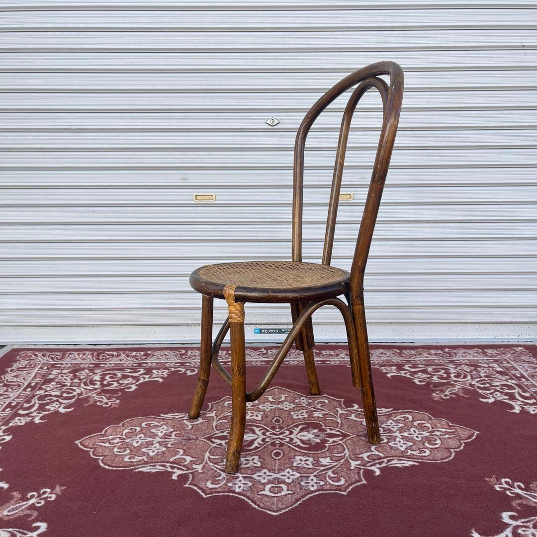 古家具ビンテージ品◾️籐ラタン製 編み込み座面 ラタンチェア A