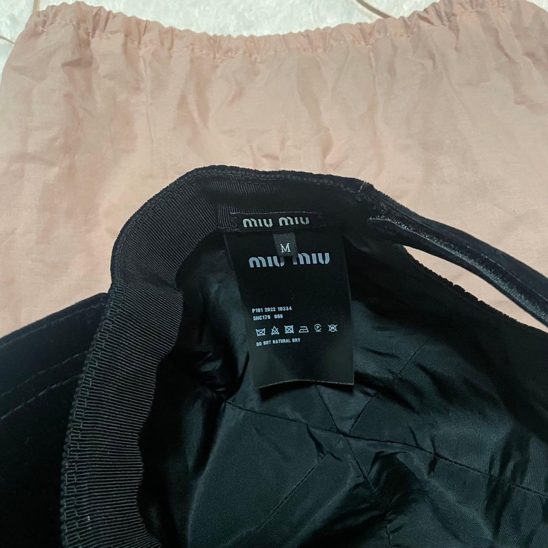 miumiu ベロア ベースボールキャップ 黒