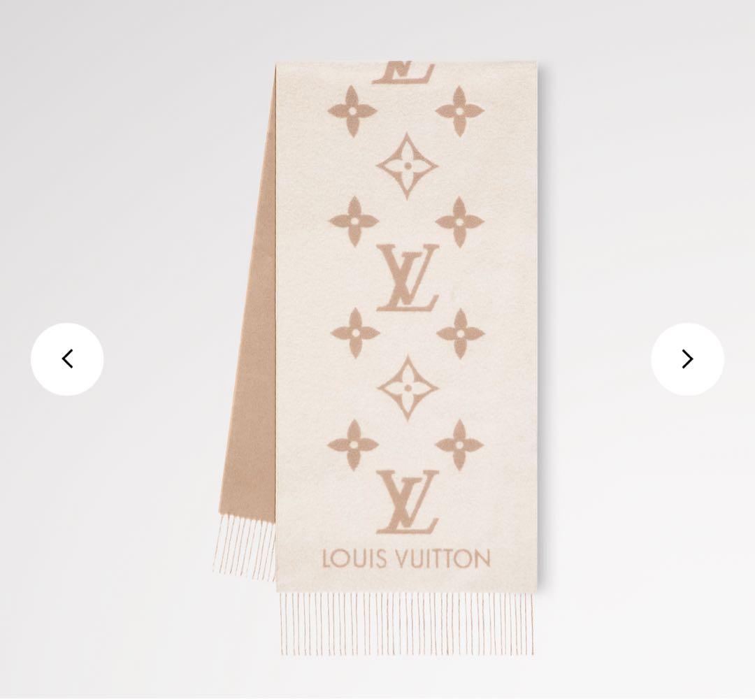 ルイヴィトン モノグラム ベージュ アイボリー マフラー レイキャビック