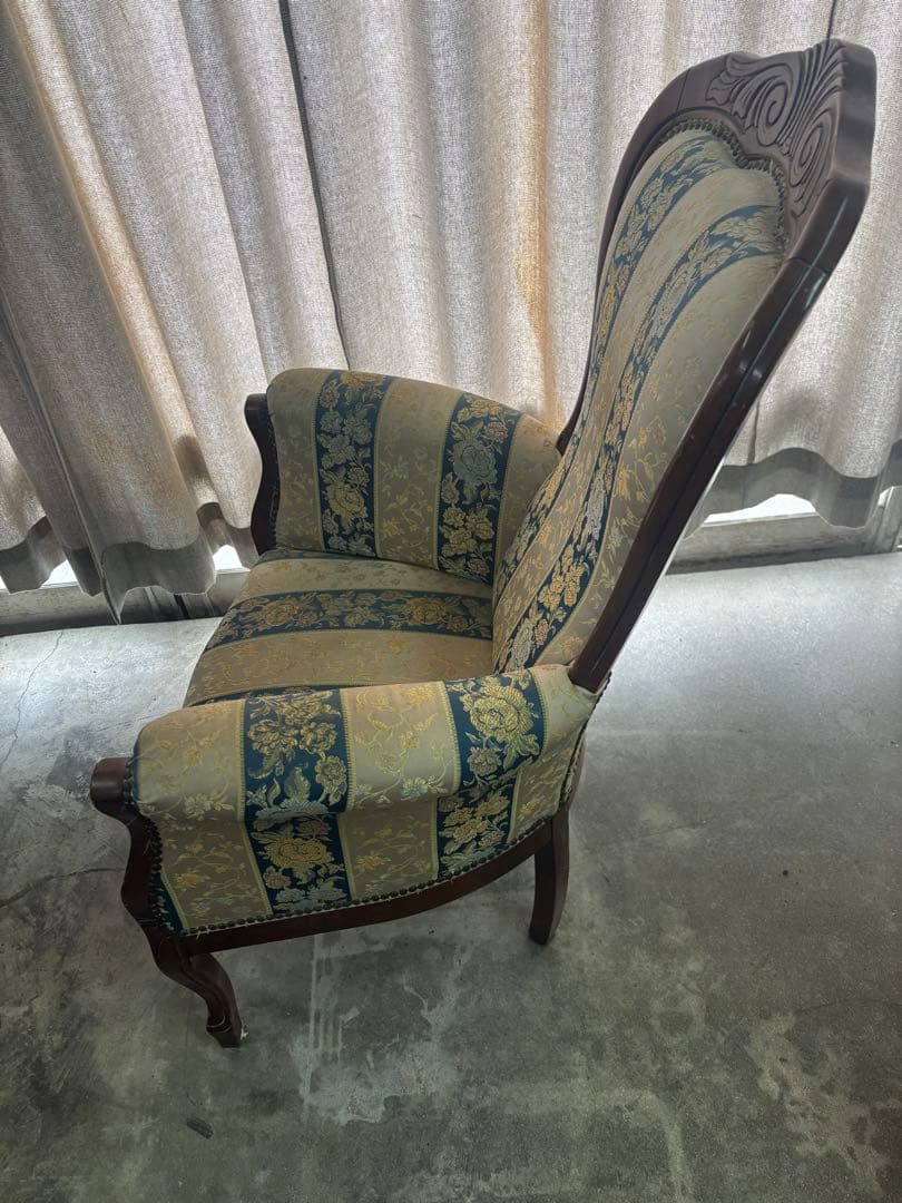 【オシャレ花柄刺繍‼️】アンティークチェア 椅子 猫脚