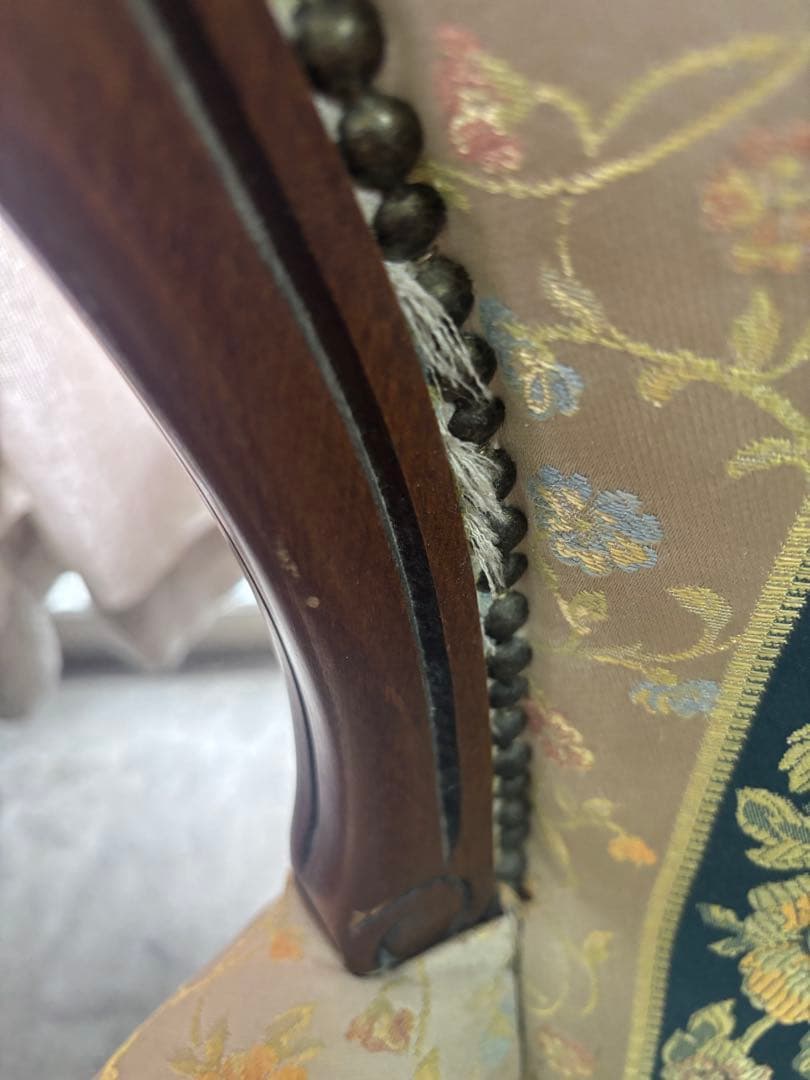 【オシャレ花柄刺繍‼️】アンティークチェア 椅子 猫脚