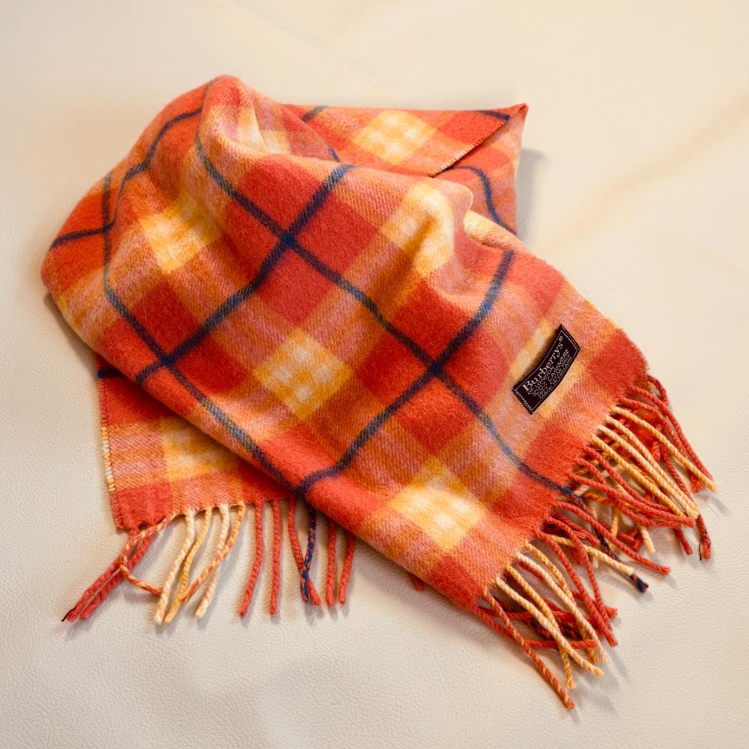 【美品】バーバリーロンドン カシミヤ100% マフラー ネイビー ノバチェック