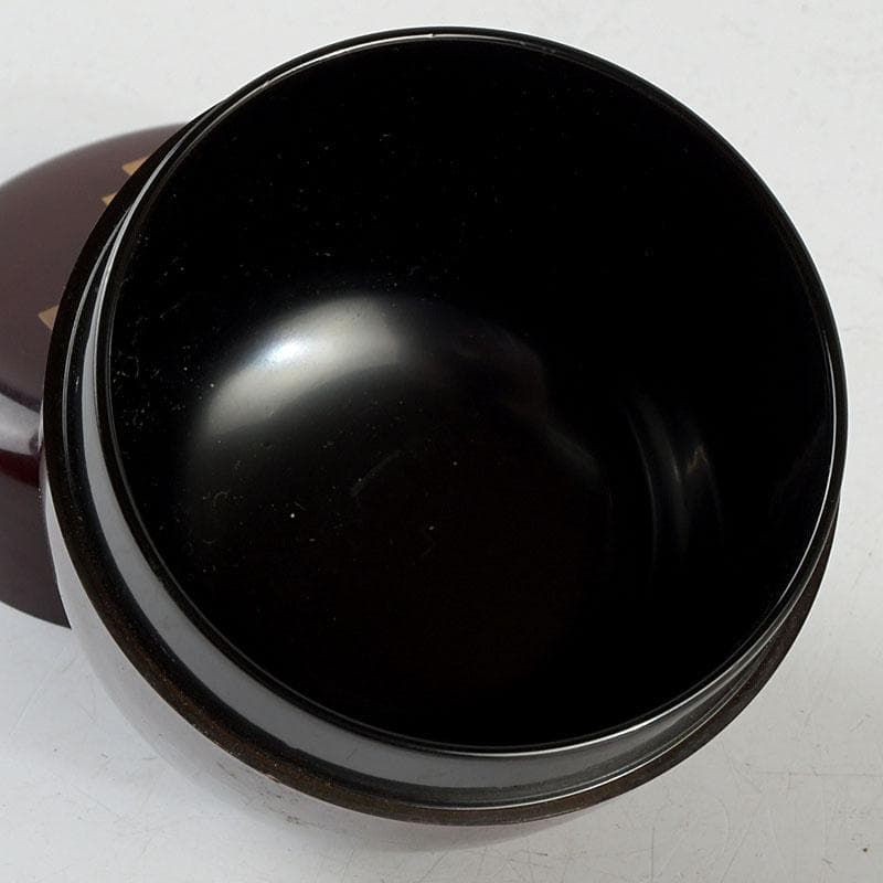 茶道具　山中塗　熊谷秀穂作　玄々斉好　溜塗　源氏棗　V　9436