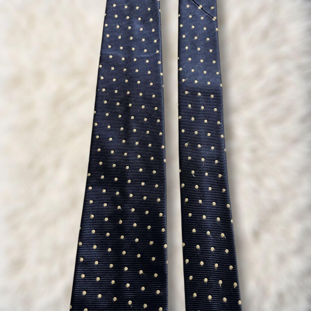 【美品✨】現行 シャネル ドット柄 ココマーク 黒チェーン 濃紺薄黄 ジャガード