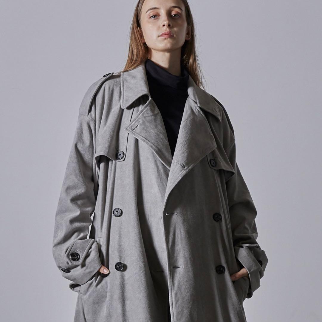 【CLEL】ダブルテックフェード トレンチコートM(アッシュグレー)