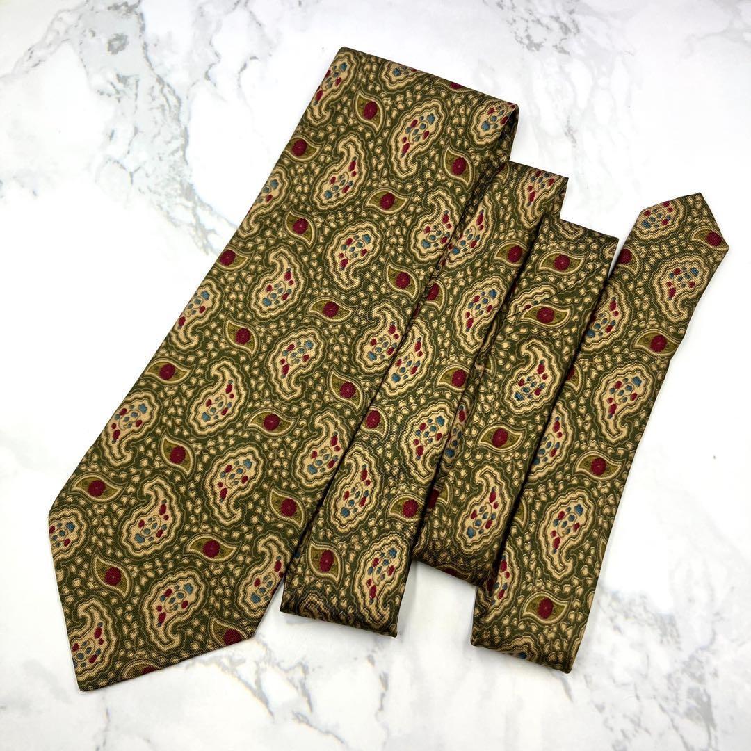 ◆美品◆Christian Dior ネクタイ 緑色 ペイズリー柄 カジュアル