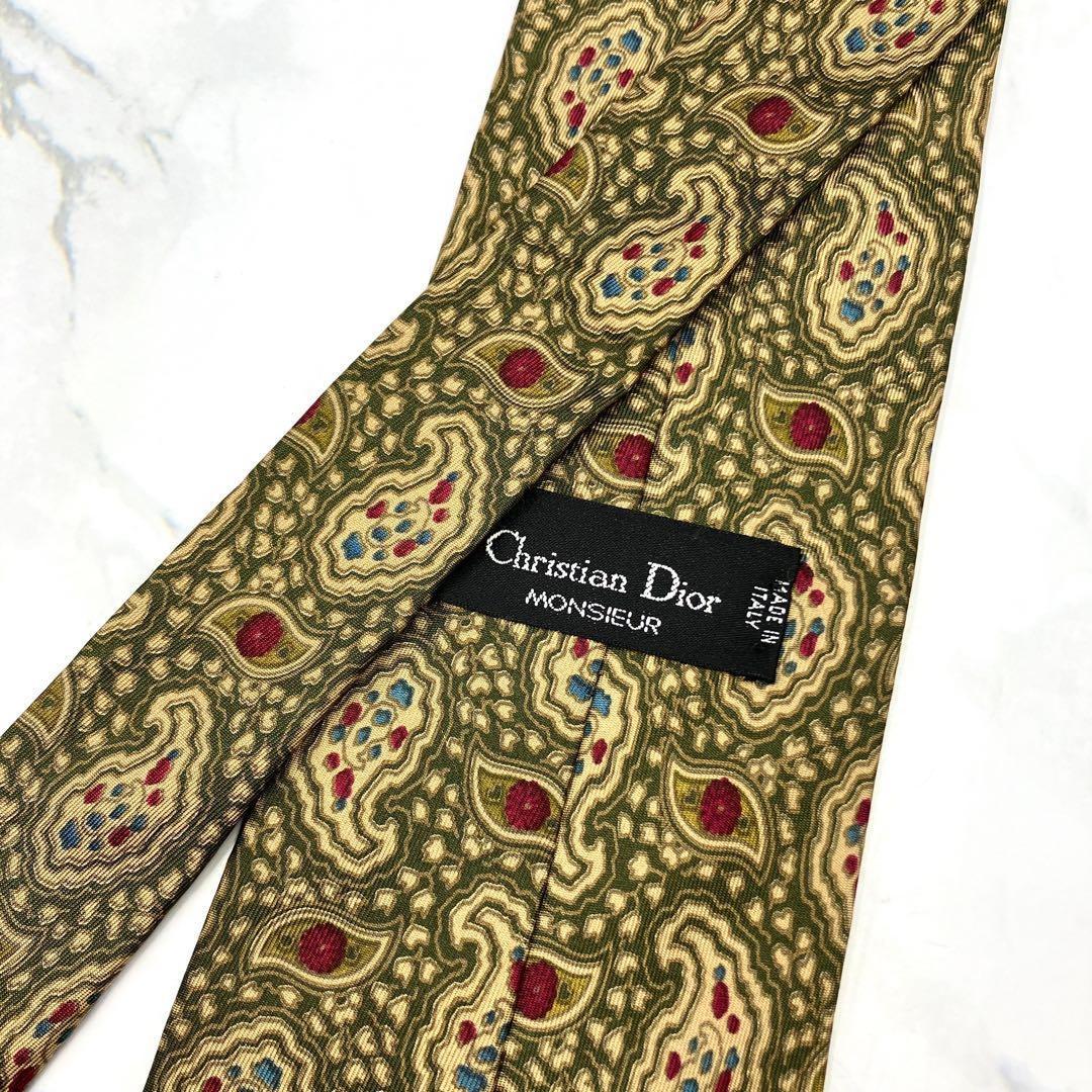 ◆美品◆Christian Dior ネクタイ 緑色 ペイズリー柄 カジュアル