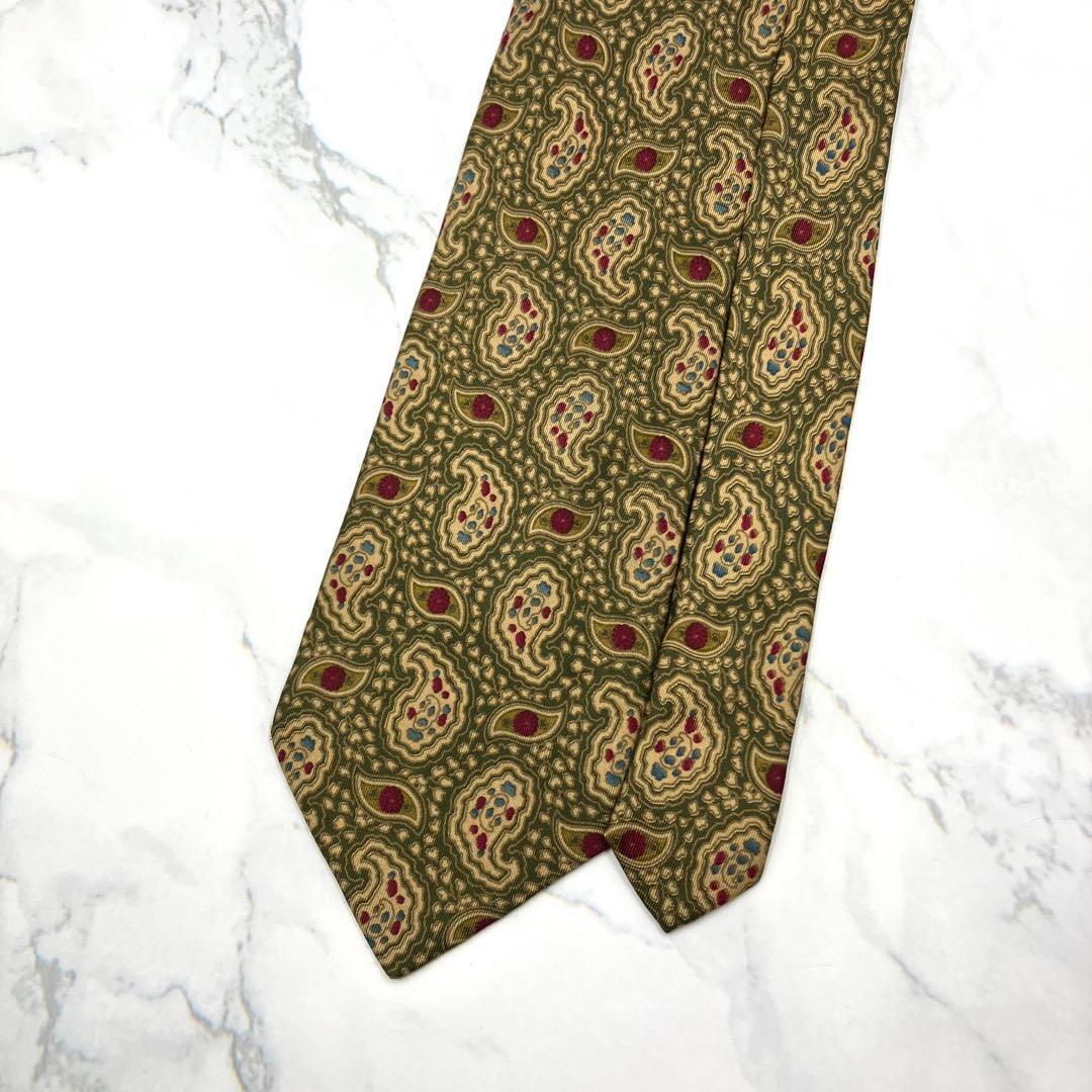 ◆美品◆Christian Dior ネクタイ 緑色 ペイズリー柄 カジュアル