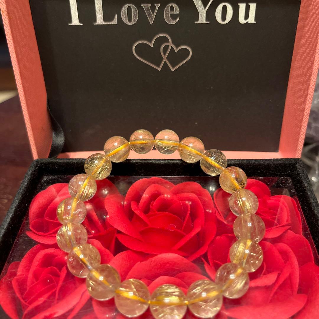 天然石ブレスレット　ゴールドルチルクォーツ