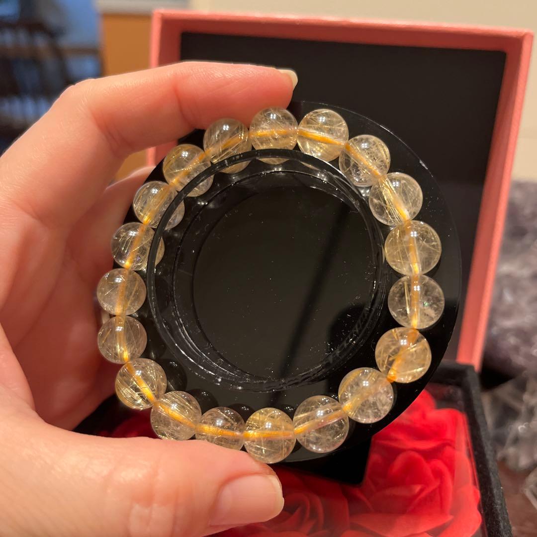 天然石ブレスレット　ゴールドルチルクォーツ