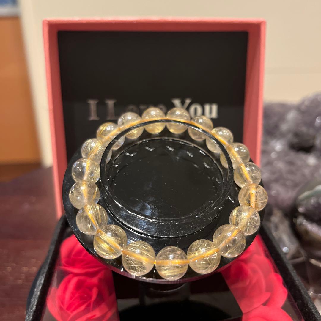 天然石ブレスレット　ゴールドルチルクォーツ