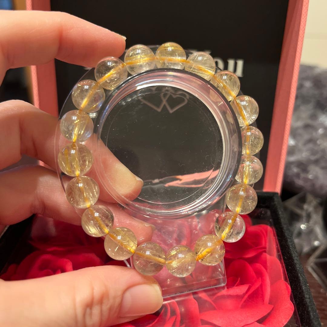 天然石ブレスレット　ゴールドルチルクォーツ