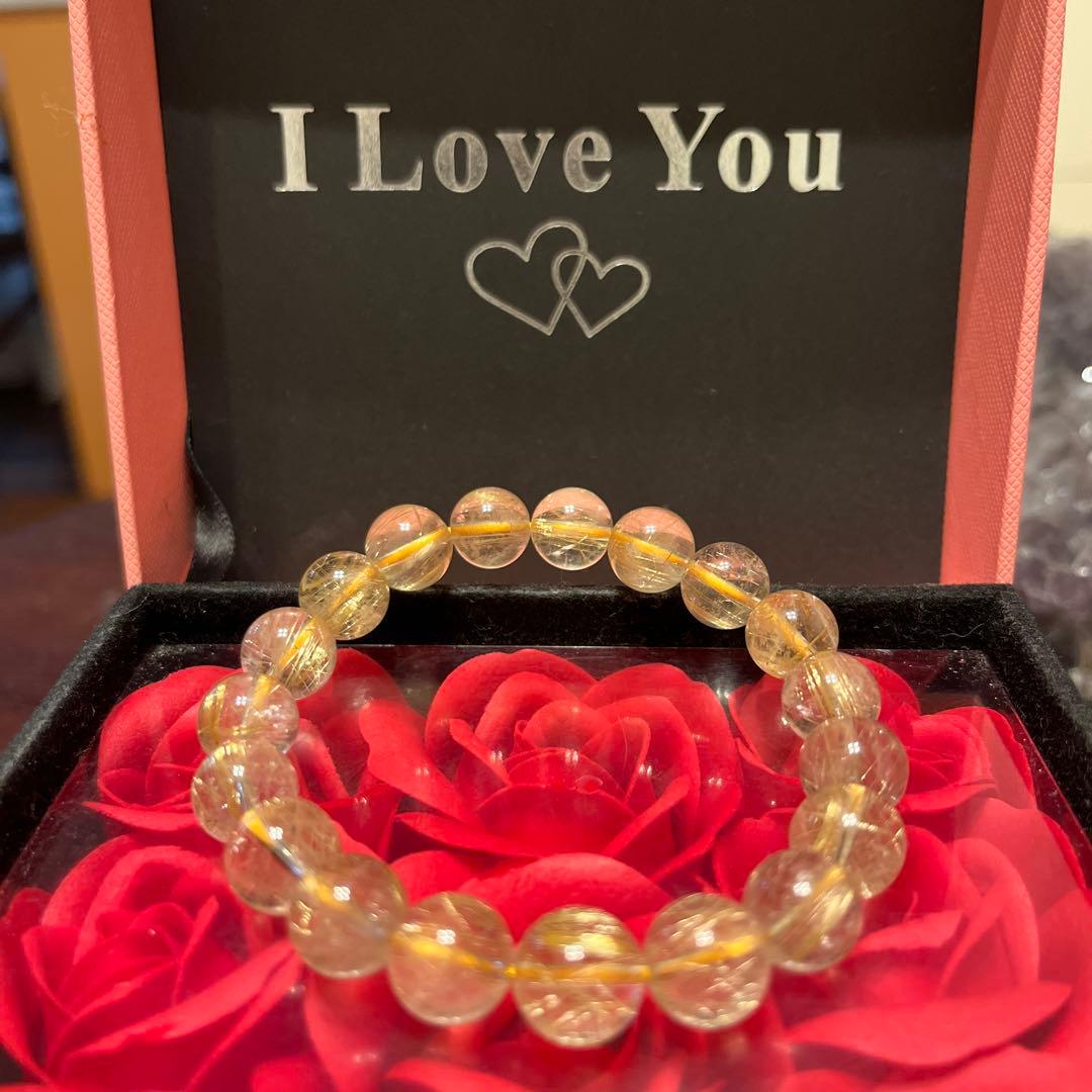 天然石ブレスレット　ゴールドルチルクォーツ