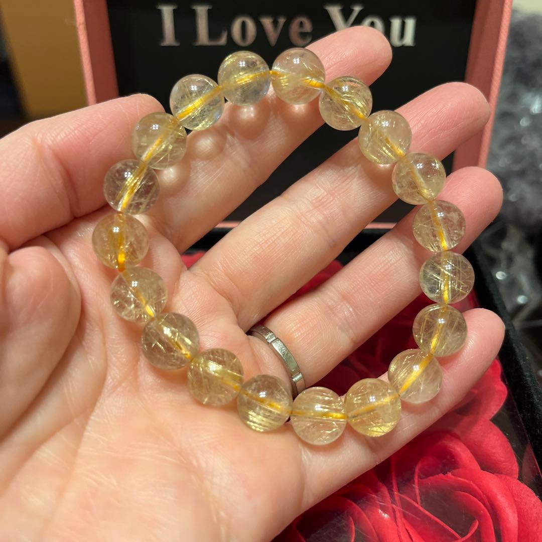 天然石ブレスレット　ゴールドルチルクォーツ