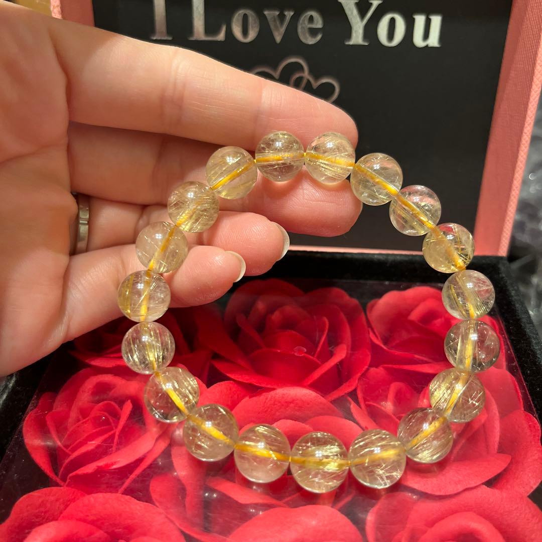 天然石ブレスレット　ゴールドルチルクォーツ