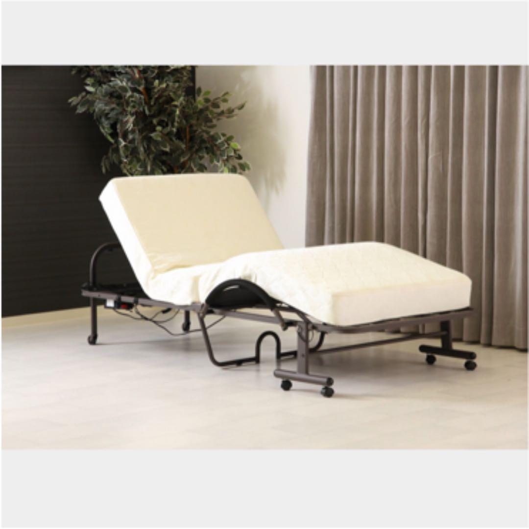 【新品・送料無料】折りたたみ電動ベッド　高床タイプ　〈ブラック・ホワイト〉