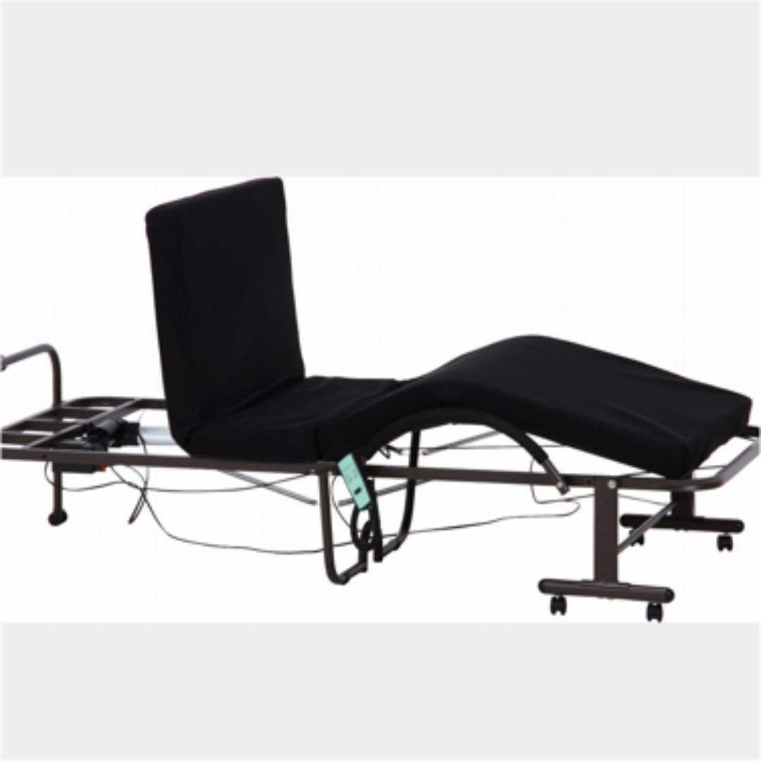 【新品・送料無料】折りたたみ電動ベッド　高床タイプ　〈ブラック・ホワイト〉