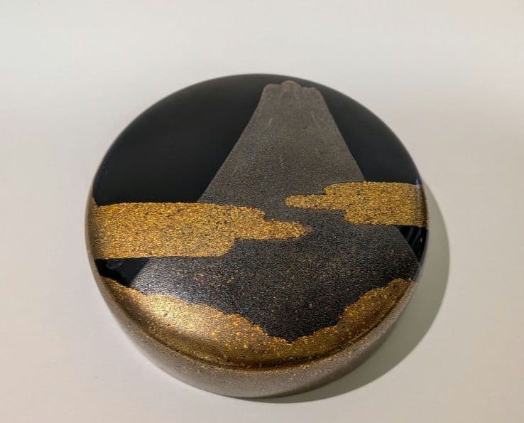 『武蔵野蒔絵』清水博章作　清博　輪島塗　棗　茶道具　茶入　茶器　富士山　内銀溜