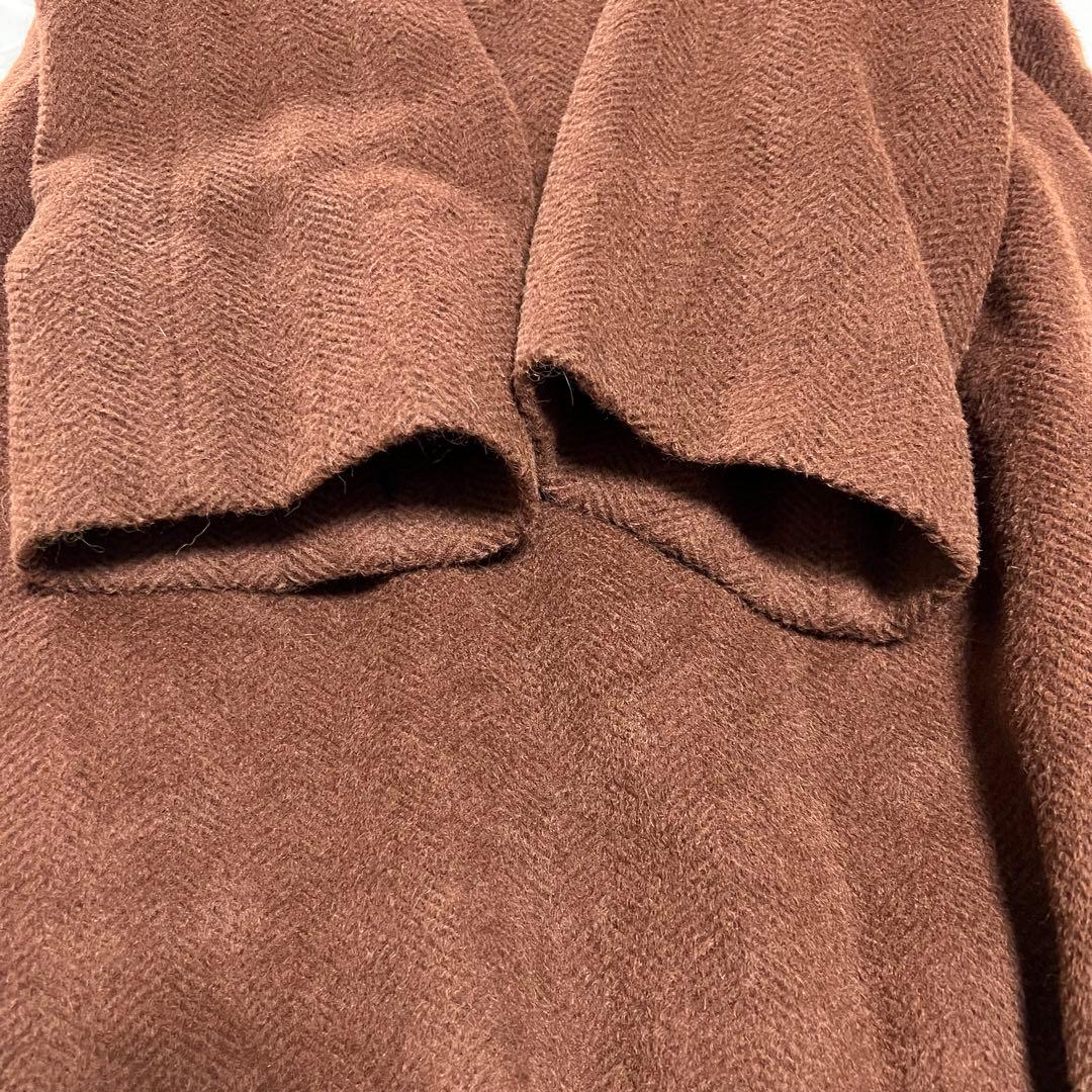 POOL SIRA アルパカ60% ロングコート 9号 ラビット襟 ブラウン