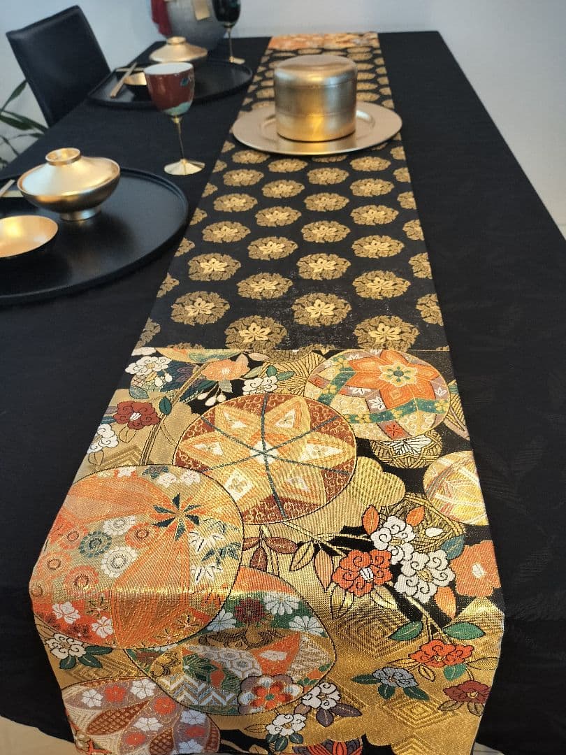 A745高級‼️ひな祭り‼️手毬模様‼️袋帯テーブルランナー2m16cm