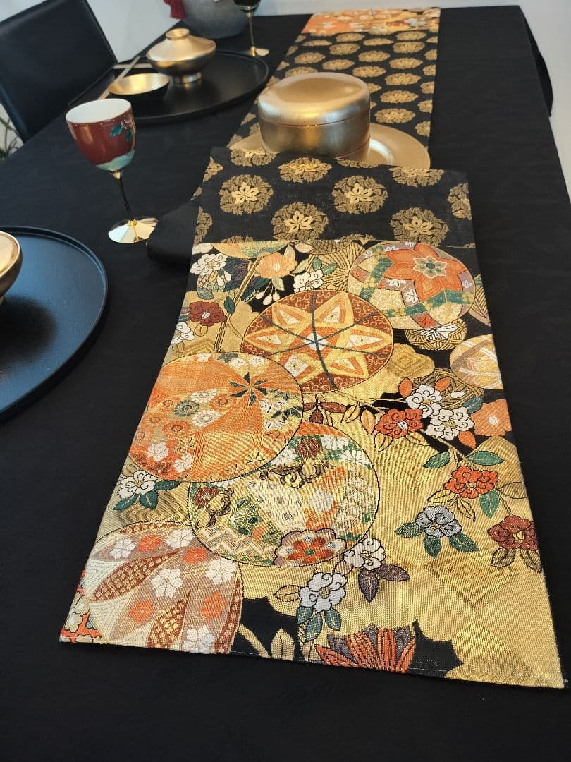 A745高級‼️ひな祭り‼️手毬模様‼️袋帯テーブルランナー2m16cm