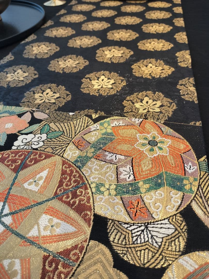 A745高級‼️ひな祭り‼️手毬模様‼️袋帯テーブルランナー2m16cm