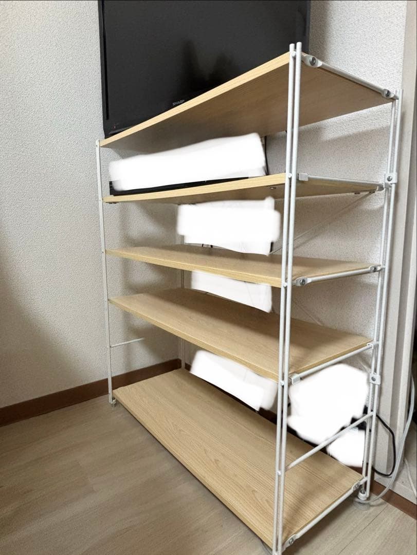 ステンレスユニットシェルフ　オーク材　白