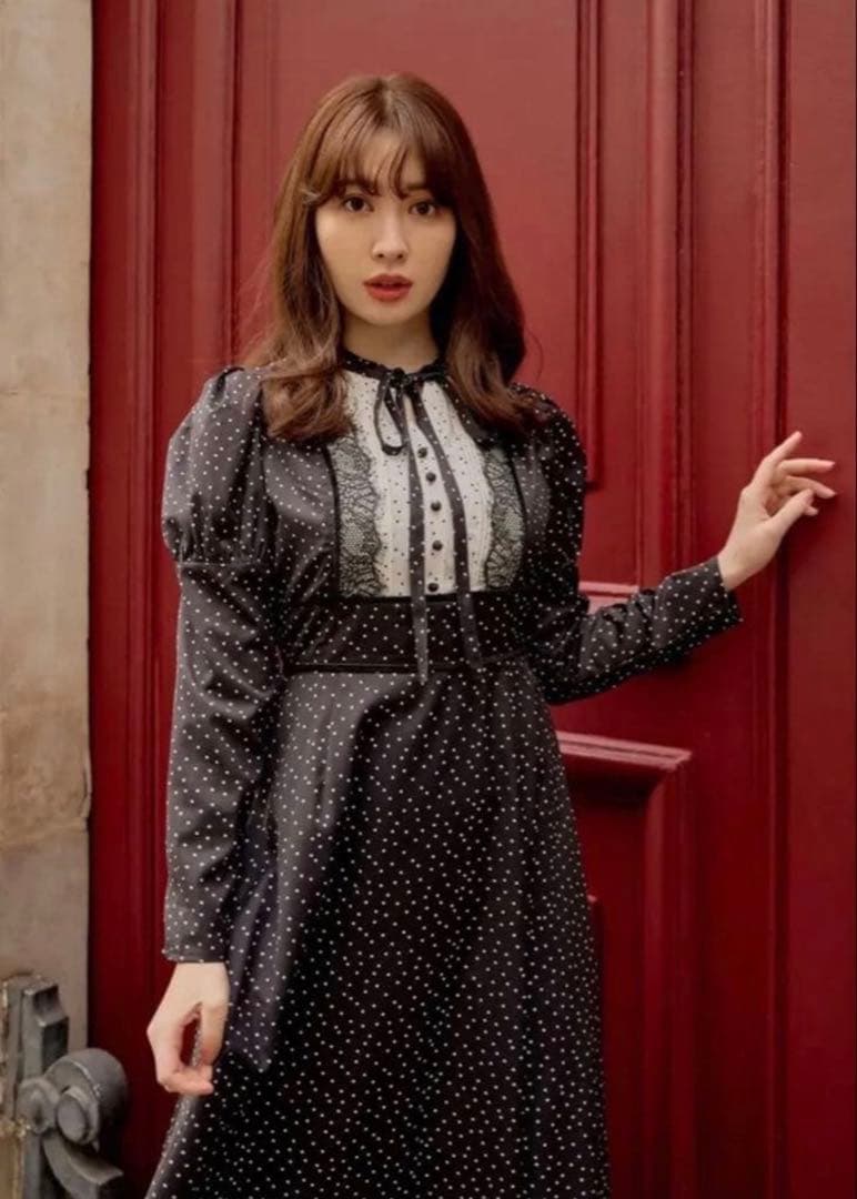 ア*シ様 Herliptoドットロングドレス ワンピース