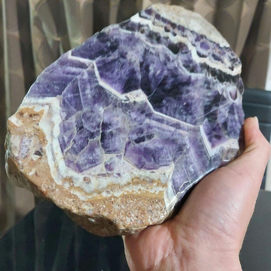 レアタイプ！ 超大きい豪華な紫水晶 アメジスト原石スライス 両面磨き539