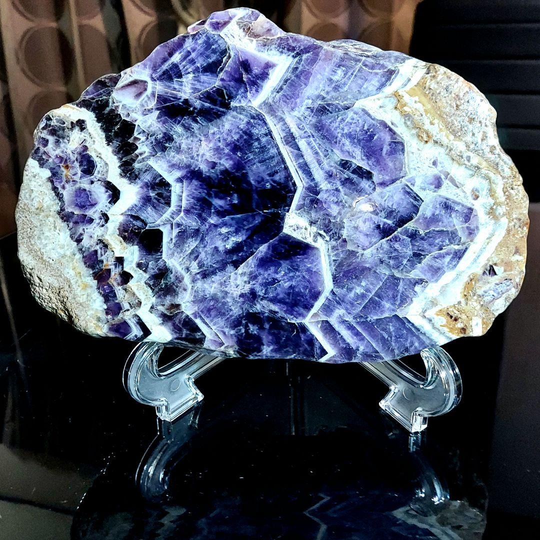 レアタイプ！ 超大きい豪華な紫水晶 アメジスト原石スライス 両面磨き539