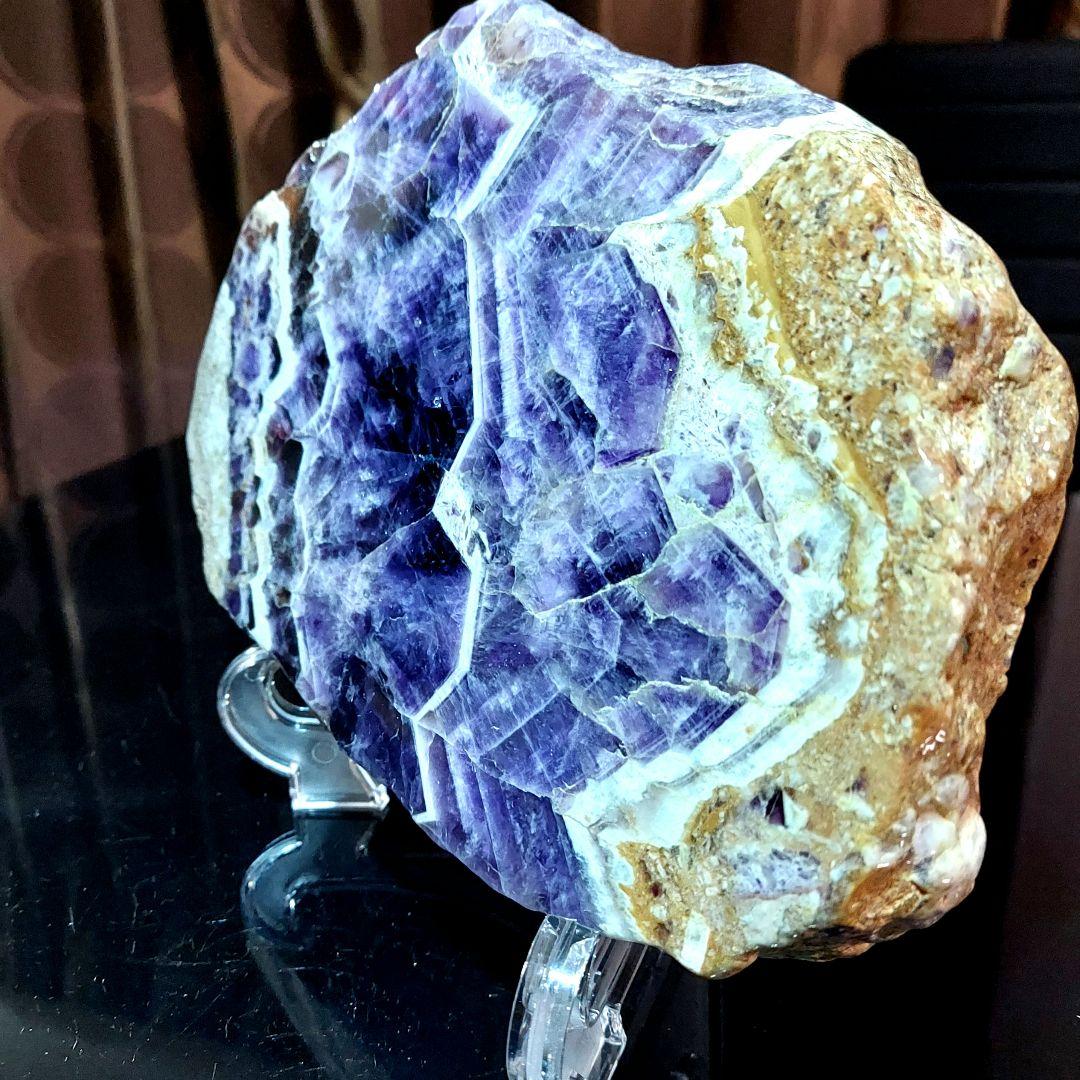 レアタイプ！ 超大きい豪華な紫水晶 アメジスト原石スライス 両面磨き539