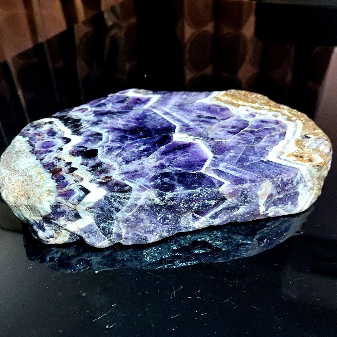 レアタイプ！ 超大きい豪華な紫水晶 アメジスト原石スライス 両面磨き539