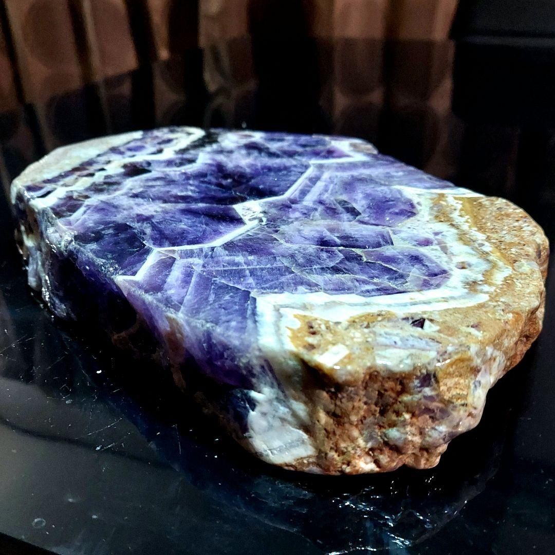 レアタイプ！ 超大きい豪華な紫水晶 アメジスト原石スライス 両面磨き539