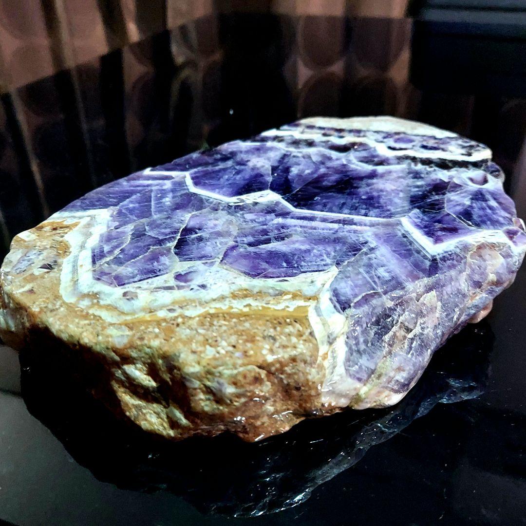 レアタイプ！ 超大きい豪華な紫水晶 アメジスト原石スライス 両面磨き539