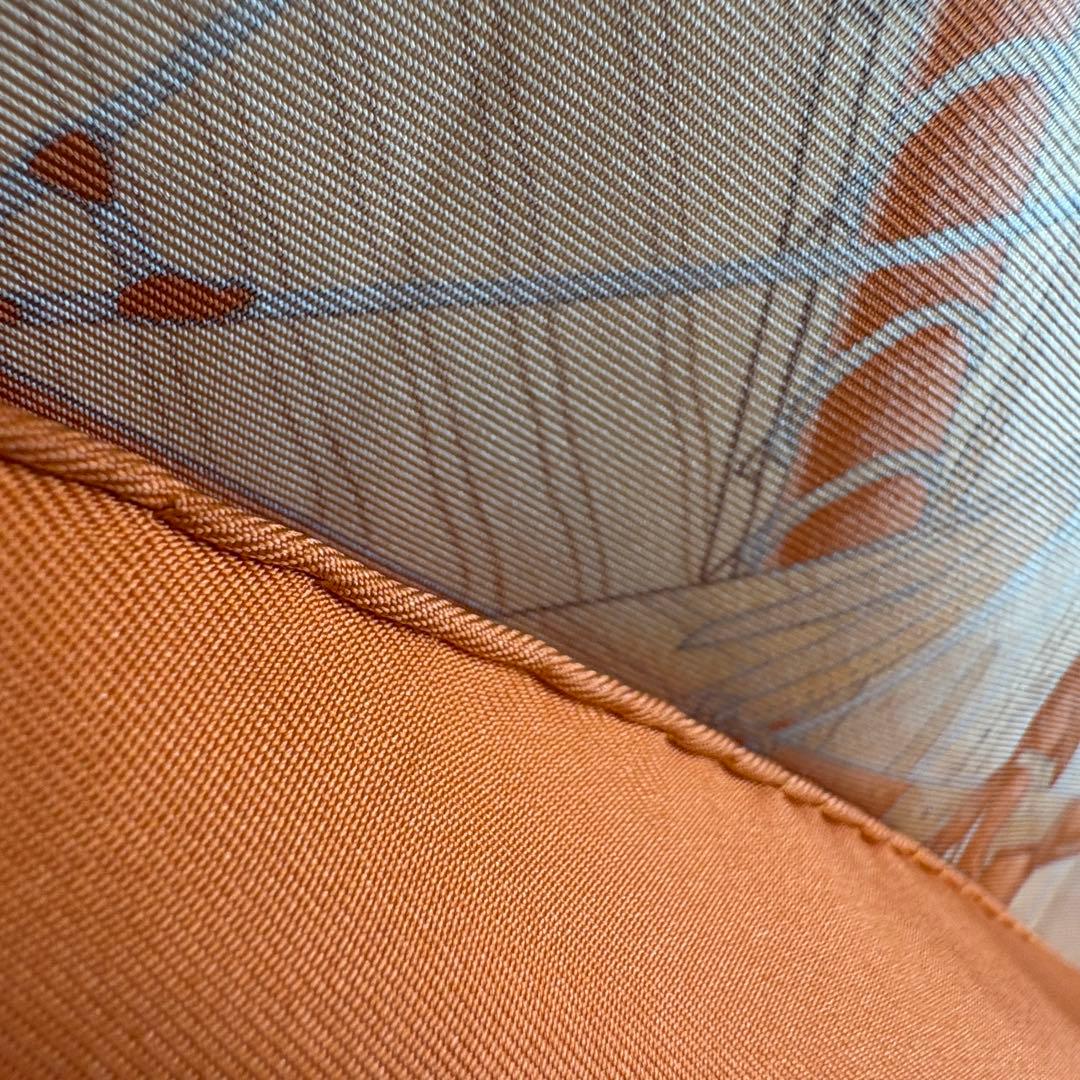 【HERMÈS】エルメス スカーフ カレ90 追い風 ヨット柄 オレンジ系