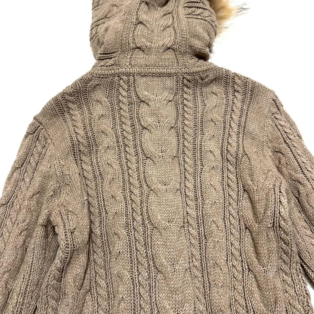 美品　バーバリーブルーレーベル　ダッフルコート　ニット　ケーブル　ラクーンファー