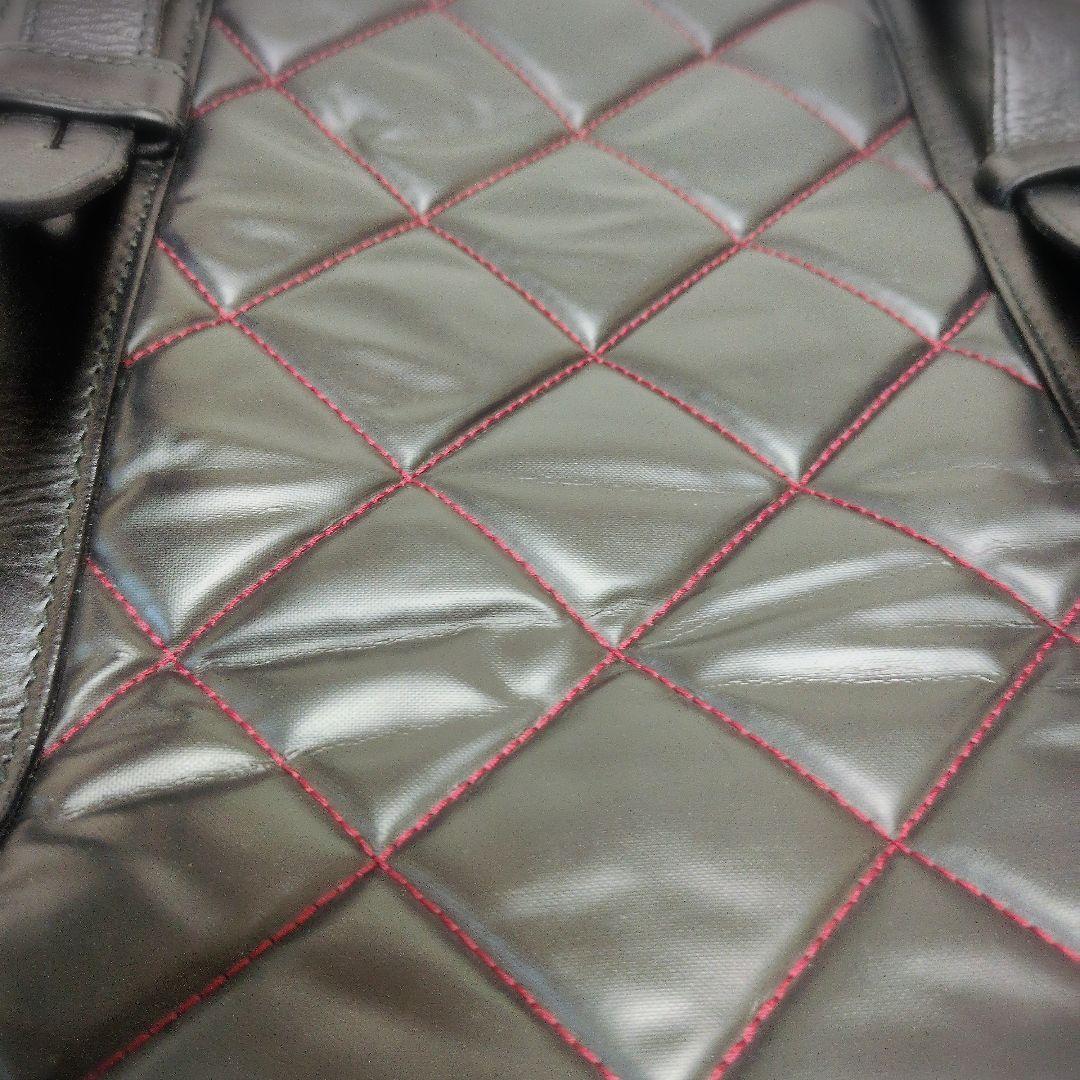 Hunting World 黒×赤糸 キルティング×革 大き目バッグ