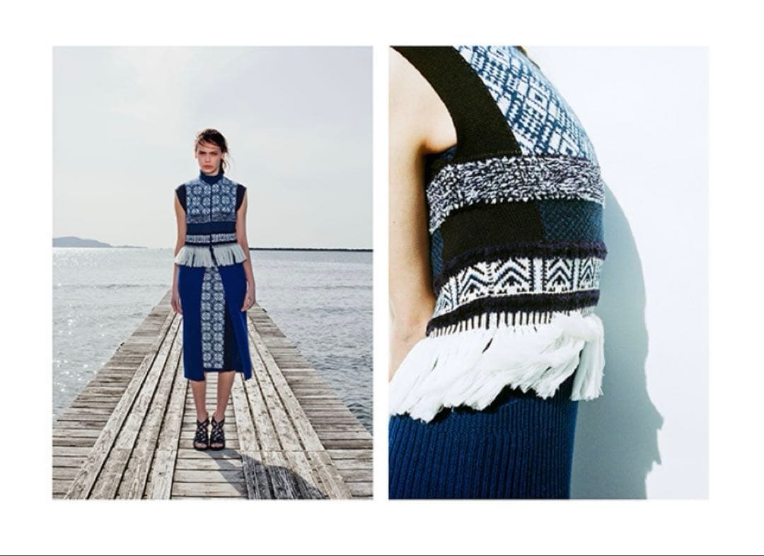 マメクロゴウチ　ニットワンピース　刺子　ジレ　ベスト