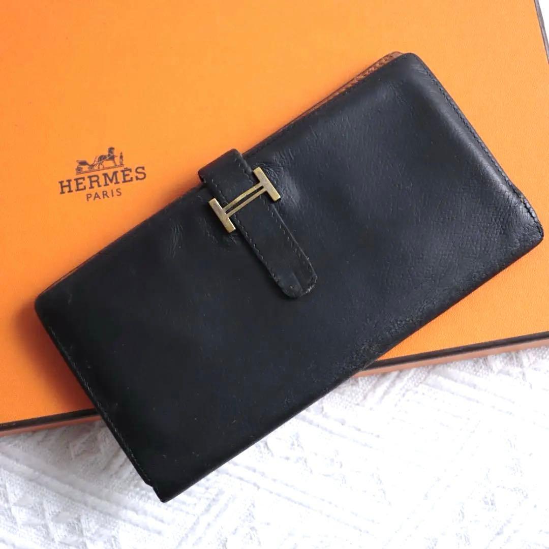 エルメス　Hermes　ベアン　スフレ　長財布　バイカラー　ロングウォレット