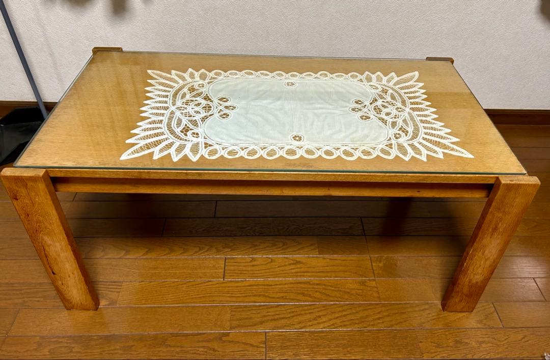 センターテーブル 幅102cm 木製×ガラス 天板ガラス 家具 ローテーブル